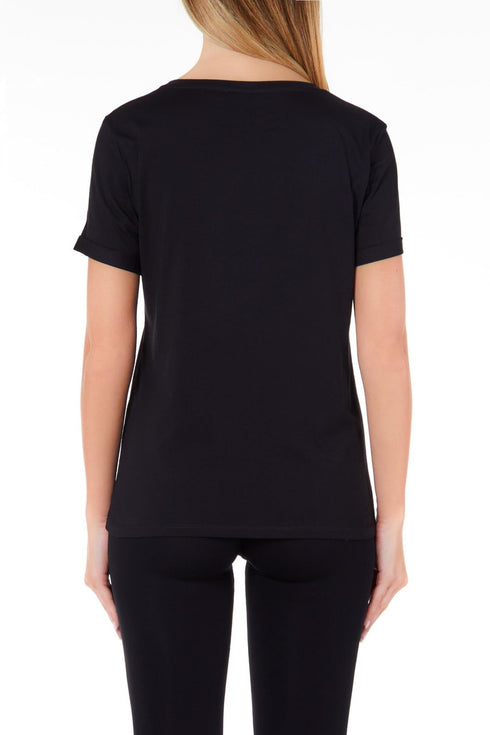 T-shirt Donna manica corta glitter Nero Liu Jo- Francavilla Moda